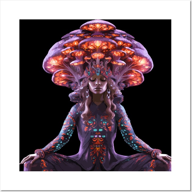 Meditation Chakra Infused Mushroom Wall Art by MushMagicWear